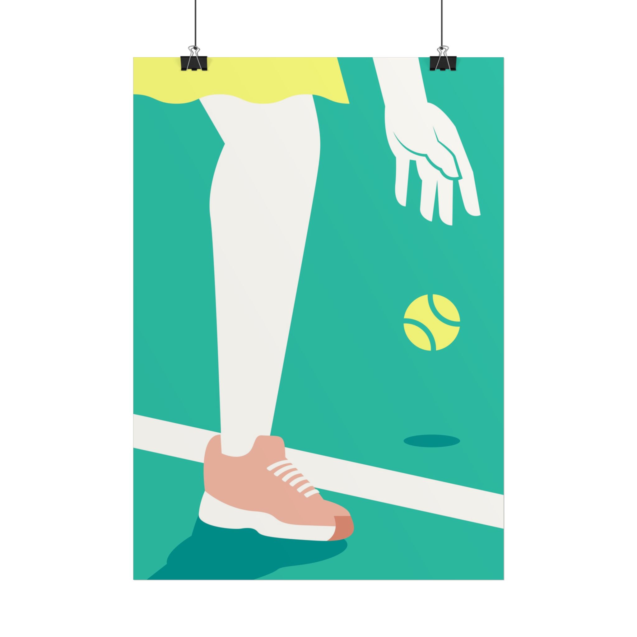 Tennis Court Serve Poster – Minimal Retro Tennis Print for Sports Room Decor
