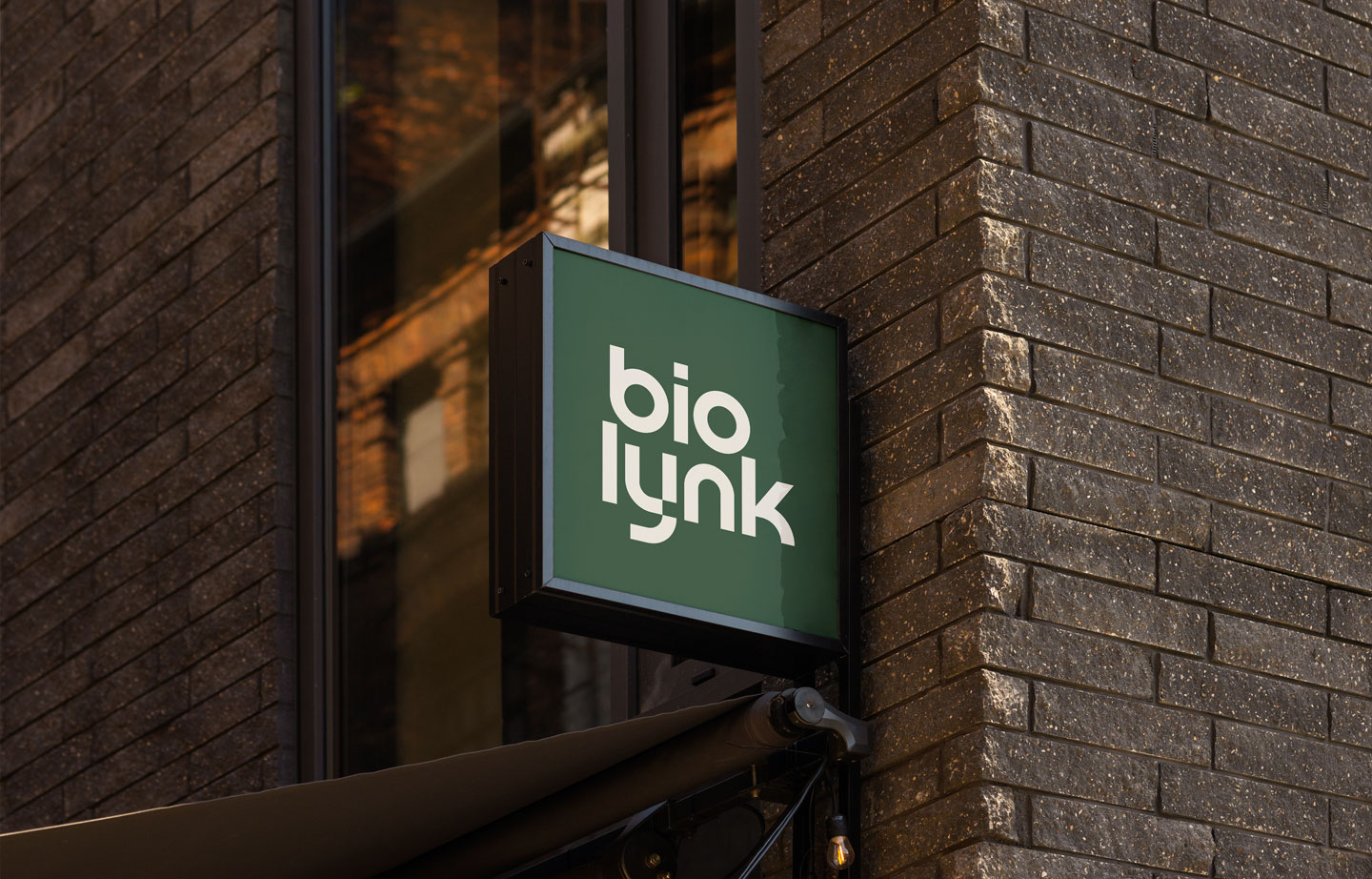 Biolynk renewable energy company logo branding project sign mockup